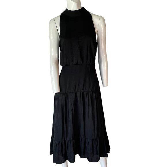 Sam Edelman Dresses & Skirts - SAM EDELMAN Black High Neck Tiered Hem Midi Dress Womens 6 Sleeveless Formal